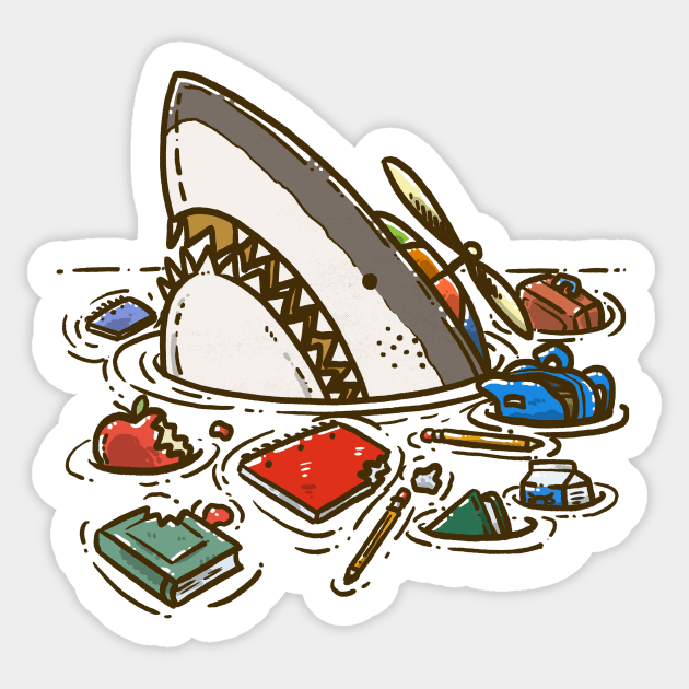 Back to School Shark Sticker by nickv47